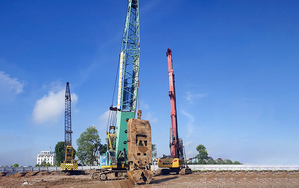 Thi công cọc khoan nhồi, tường vây - Khu đô thị sinh thái Bắc Đầm Vạc